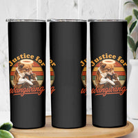Justice For Wangwang Retro Sunset Halo Dog Mama Skinny Tumbler Pet Memorial Awareness Graphic