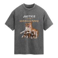Justice For Wangwang Mother Dog Newborn Puppies Washed Cotton T-Shirt Animal Rights Awareness Graphic