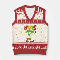 Personalized Xmas Matching Couple V-Neck Knit Sweater Vest Custom Name Chestnuts Xmas Funny Nuts - Wonder Print Shop