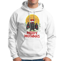 Mothman Christmas Hoodie Funny Merry Mothmas Cryptid Xmas Santa - Wonder Print Shop