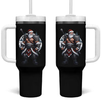 Epic Viking Santa Christmas Tumbler With Handle Barbarian Style Holiday Warrior Claus - Wonder Print Shop