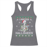 Funny Skeleton Christmas Racerback Tank Top I Prefer Halloween Spooky Xmas Holiday - Wonder Print Shop