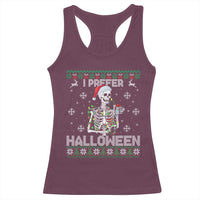 Funny Skeleton Christmas Racerback Tank Top I Prefer Halloween Spooky Xmas Holiday - Wonder Print Shop