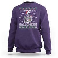 Funny Skeleton Christmas Sweatshirt I Prefer Halloween Spooky Xmas Holiday - Wonder Print Shop