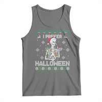 Funny Skeleton Christmas Tank Top I Prefer Halloween Spooky Xmas Holiday - Wonder Print Shop
