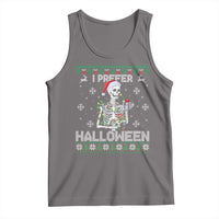 Funny Skeleton Christmas Tank Top I Prefer Halloween Spooky Xmas Holiday - Wonder Print Shop