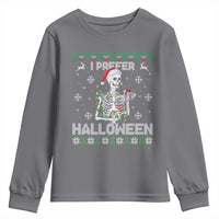 Funny Skeleton Christmas Youth Sweatshirt I Prefer Halloween Spooky Xmas Holiday - Wonder Print Shop
