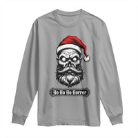 Creepy Christmas Skull Long Sleeve Shirt Ho Ho Ho Horror Santa Gothic Holiday - Wonder Print Shop