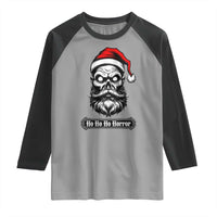 Creepy Christmas Skull Raglan Shirt Ho Ho Ho Horror Santa Gothic Holiday - Wonder Print Shop