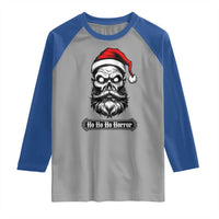 Creepy Christmas Skull Raglan Shirt Ho Ho Ho Horror Santa Gothic Holiday - Wonder Print Shop