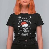 Dark Christmas Spirit Board T Shirt For Women Creepy Merry Xmas Skull and Ouija Horror Holiday - Wonder Print Shop