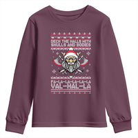 Deck The Halls With Skulls and Bodies Youth Sweatshirt Viking Christmas Fa La La Valhalla - Wonder Print Shop