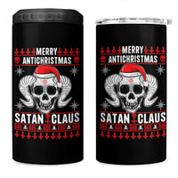 Satan Claus Skull Antichristmas 4 in 1 Can Cooler Tumbler Dark Humor Holiday 666 Skull and Horns - Wonder Print Shop