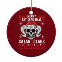Satan Claus Skull Antichristmas Ceramic Ornament Dark Humor Holiday 666 Skull and Horns - Wonder Print Shop