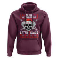 Satan Claus Skull Antichristmas Hoodie Dark Humor Holiday 666 Skull and Horns - Wonder Print Shop