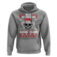 Satan Claus Skull Antichristmas Hoodie Dark Humor Holiday 666 Skull and Horns - Wonder Print Shop