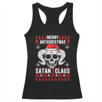 Satan Claus Skull Antichristmas Racerback Tank Top Dark Humor Holiday 666 Skull and Horns - Wonder Print Shop