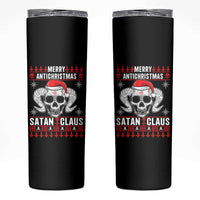 Satan Claus Skull Antichristmas Skinny Tumbler Dark Humor Holiday 666 Skull and Horns - Wonder Print Shop