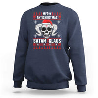 Satan Claus Skull Antichristmas Sweatshirt Dark Humor Holiday 666 Skull and Horns - Wonder Print Shop