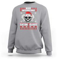 Satan Claus Skull Antichristmas Sweatshirt Dark Humor Holiday 666 Skull and Horns - Wonder Print Shop