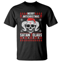 Satan Claus Skull Antichristmas T Shirt Dark Humor Holiday 666 Skull and Horns - Wonder Print Shop