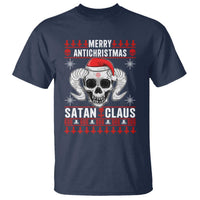 Satan Claus Skull Antichristmas T Shirt Dark Humor Holiday 666 Skull and Horns - Wonder Print Shop