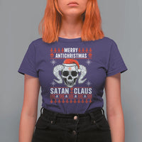 Satan Claus Skull Antichristmas T Shirt For Women Dark Humor Holiday 666 Skull and Horns - Wonder Print Shop
