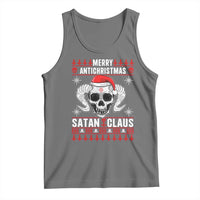 Satan Claus Skull Antichristmas Tank Top Dark Humor Holiday 666 Skull and Horns - Wonder Print Shop