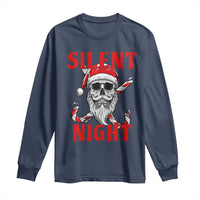 Silent Night Skull Christmas Long Sleeve Shirt Creepy Santa Gothic Holiday - Wonder Print Shop