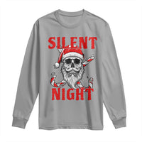 Silent Night Skull Christmas Long Sleeve Shirt Creepy Santa Gothic Holiday - Wonder Print Shop