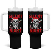 Silent Night Skull Christmas Tumbler With Handle Creepy Santa Gothic Holiday - Wonder Print Shop