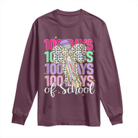 Retro Coquette 100 Days Of School Long Sleeve Shirt for Schoolgirls Teacher