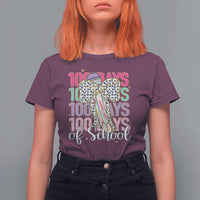 Retro Coquette 100 Days Of School T Shirt For Women for Schoolgirls Teacher
