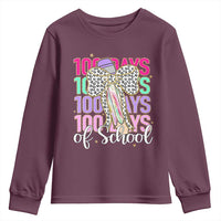 Retro Coquette 100 Days Of School Youth Sweatshirt for Schoolgirls Teacher