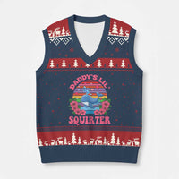 Funny Daddy's Lil Squirter V-Neck Knit Sweater Vest Cute Whale Inappropriate Embarrassing Adult Joke - Wonder Print Shop