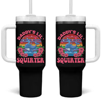 Funny Daddy's Lil Squirter Tumbler With Handle Cute Whale Inappropriate Embarrassing Adult Joke