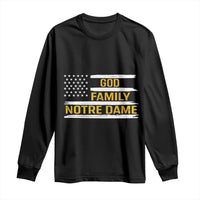 God Family Notre Dame Long Sleeve Shirt Indiana Fighting Irish Patriotic American Flag