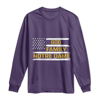 God Family Notre Dame Long Sleeve Shirt Indiana Fighting Irish Patriotic American Flag