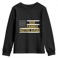 God Family Notre Dame Youth Sweatshirt Indiana Fighting Irish Patriotic American Flag