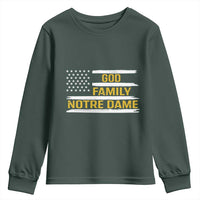 God Family Notre Dame Youth Sweatshirt Indiana Fighting Irish Patriotic American Flag