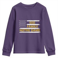 God Family Notre Dame Youth Sweatshirt Indiana Fighting Irish Patriotic American Flag