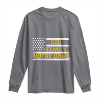 God Family Notre Dame Long Sleeve Shirt Indiana Fighting Irish Shamrock American Flag