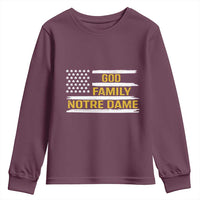 God Family Notre Dame Youth Sweatshirt Indiana Fighting Irish Shamrock American Flag