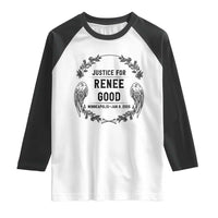 Justice for Renee Good Raglan Shirt Minneapolis January 8 2026 Tribute Memorial Wreath - Wonder Print Shop