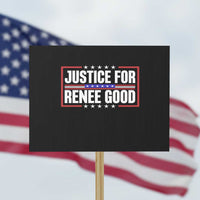 Justice for Renee Good Patriotic Protest Sign Minneapolis Jan 8 2026 Memorial Red White and Blue