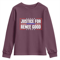 Justice for Renee Good Patriotic Youth Sweatshirt Minneapolis Jan 8 2026 Memorial Red White and Blue - Wonder Print Shop