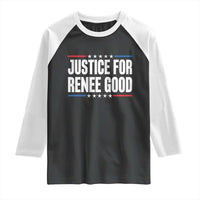 Justice for Renee Good Patriotic Raglan Shirt Minneapolis Jan 8 2026 Memorial Tribute - Wonder Print Shop