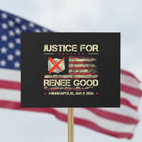 Justice for Renee Good Protest Sign Minneapolis Jan 8 2026 American Flag Stop Ice