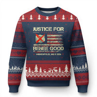 Justice for Renee Good Ugly Christmas Sweater Minneapolis Jan 8 2026 American Flag Stop Ice - Wonder Print Shop