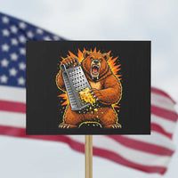 Angry Bear Grating Cheese Grater Hater Fierce Graphic Protest Sign